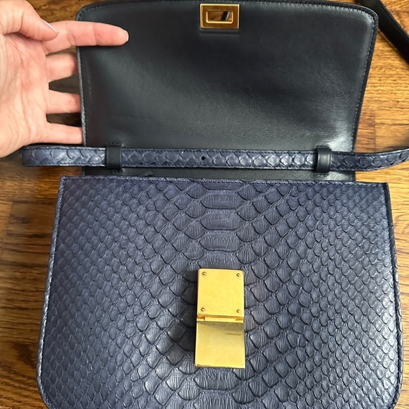 CELINE NAVY BLUE BOX BAG PYTHON MEDIUM - Picture 4 of 4